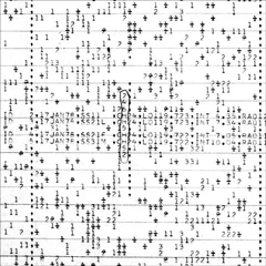 Astronomická data a symboly na tištěném grafu, černobílý detailní záznam